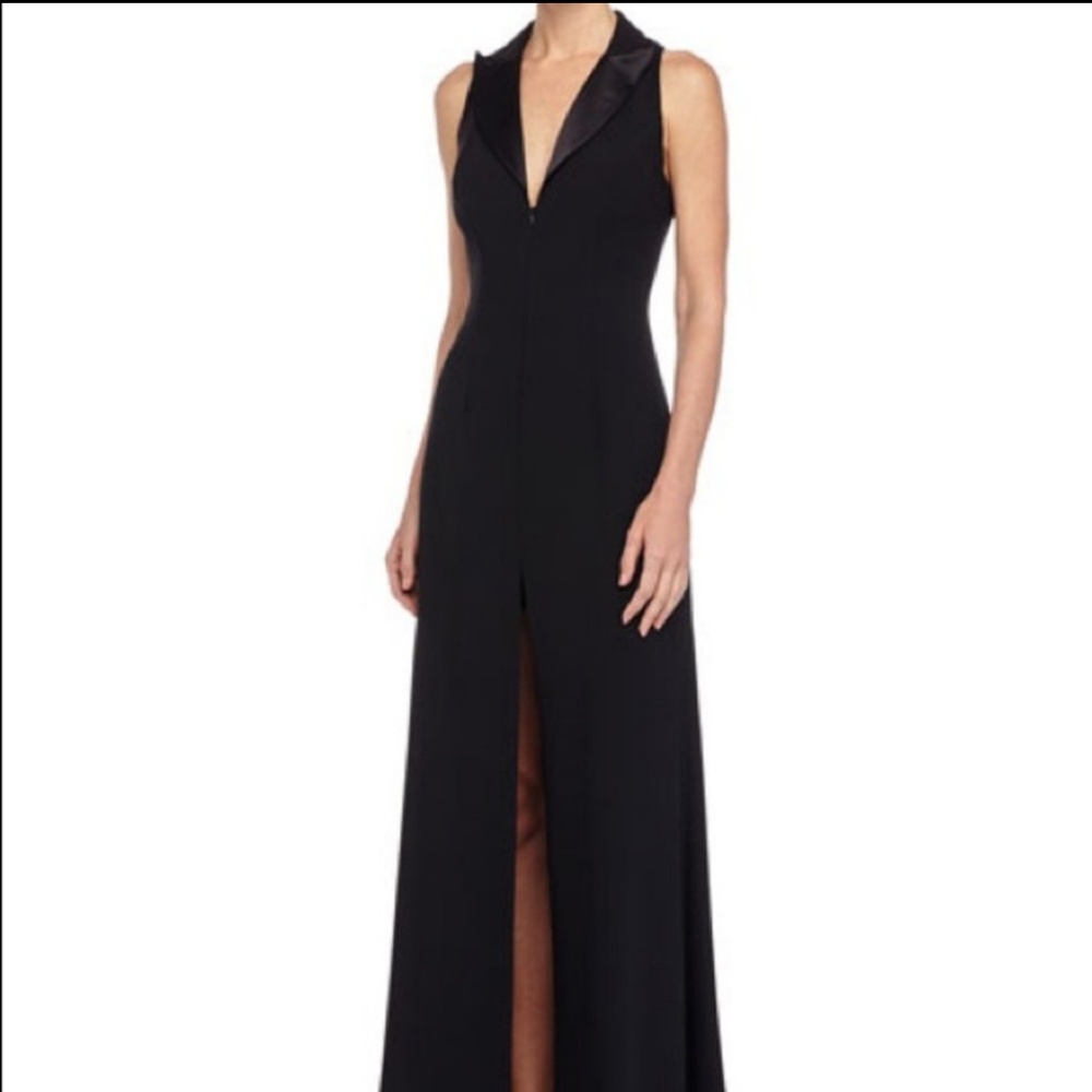 Jill Stuart black gown collar slit front